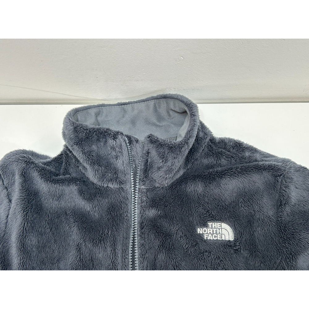 The North Face Gray Full Zip Osito Fleece Coat Jacket Plush Fuzzy Silver Size L - Picture 3 of 9
